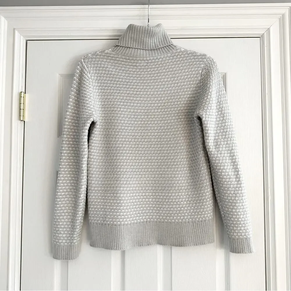 J Crew Textured Turtleneck Winter Knit Sweater SMALL H3909 Grey Gray